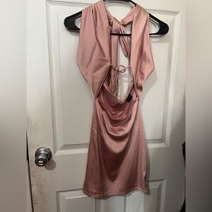 Elegant Pink Halter Dress